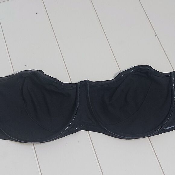 Soma Eva Unlined Strapless Bra Size 42D Black Animal Jacquard Adjustable NEW! - Picture 7 of 7